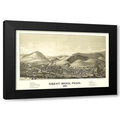 Great Bend Pennsylvania - Burleigh 1887 Black Modern Wood Framed Art Print by Burleigh