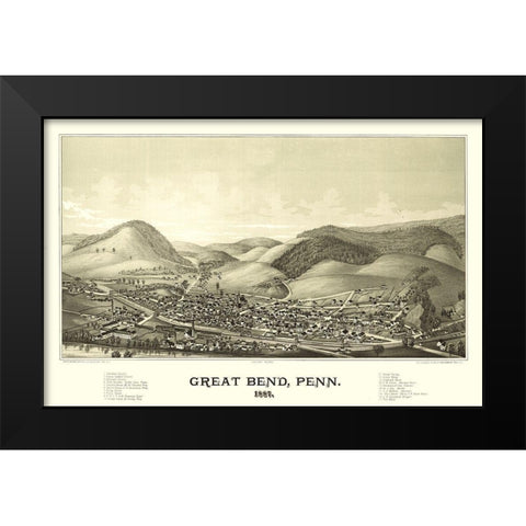 Great Bend Pennsylvania - Burleigh 1887 Black Modern Wood Framed Art Print by Burleigh