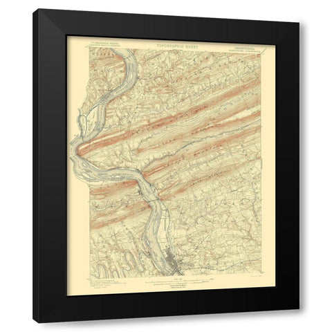 Harrisburg Pennsylvania Quad - USGS 1899 Black Modern Wood Framed Art Print by USGS