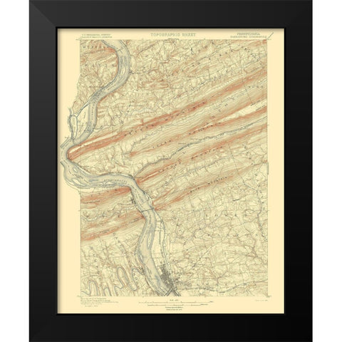 Harrisburg Pennsylvania Quad - USGS 1899 Black Modern Wood Framed Art Print by USGS