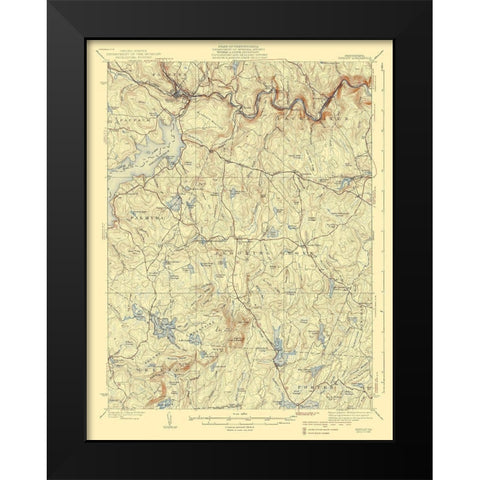 Hawley Pennsylvania Quad - USGS 1938 Black Modern Wood Framed Art Print by USGS