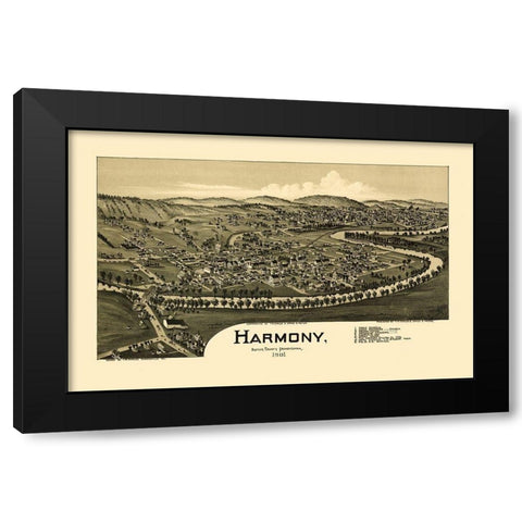 Harmony Pennsylvania - Fowler 1901 Black Modern Wood Framed Art Print by Fowler