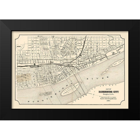 Harrisburg Pennsylvania - Boyd 1880 Black Modern Wood Framed Art Print by Boyd