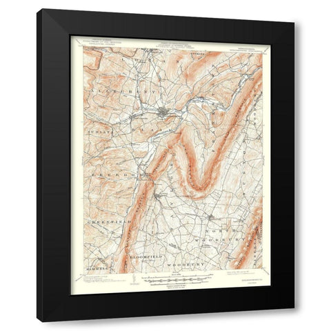 Hollidaysburg Pennsylvania Quad - USGS 1903 Black Modern Wood Framed Art Print by USGS