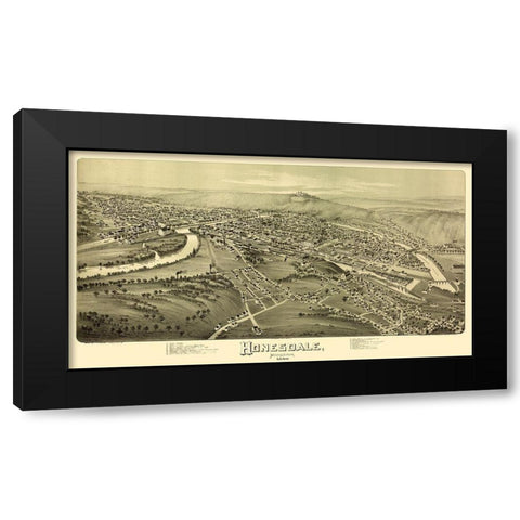 Honesdale Pennsylvania - Fowler 1890 Black Modern Wood Framed Art Print with Double Matting by Fowler