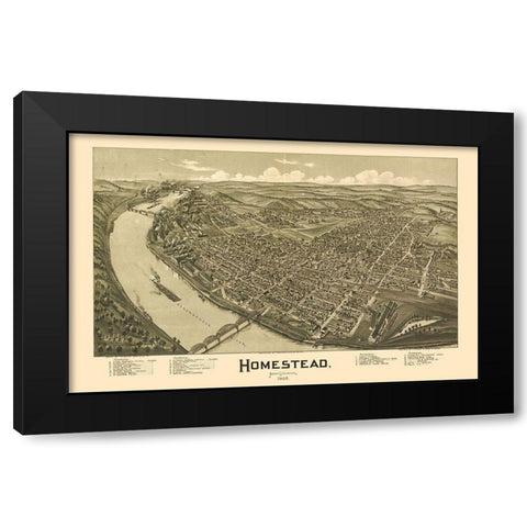 Homestead Pennsylvania - Fowler 1902 Black Modern Wood Framed Art Print with Double Matting by Fowler