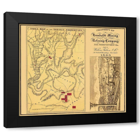 Humboldt Mining Refining Company PA - Gibson 1865 Black Modern Wood Framed Art Print with Double Matting by Gibson