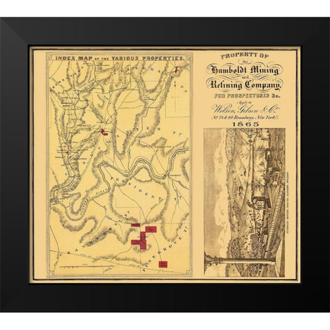 Humboldt Mining Refining Company PA - Gibson 1865 Black Modern Wood Framed Art Print by Gibson