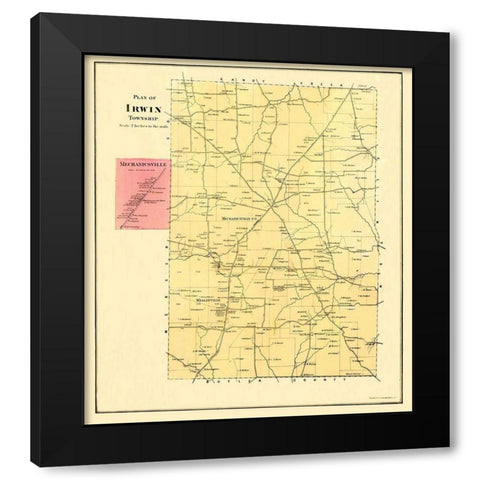 Irwin Pennsylvania Landowner - Mayer 1865 Black Modern Wood Framed Art Print with Double Matting by Mayer