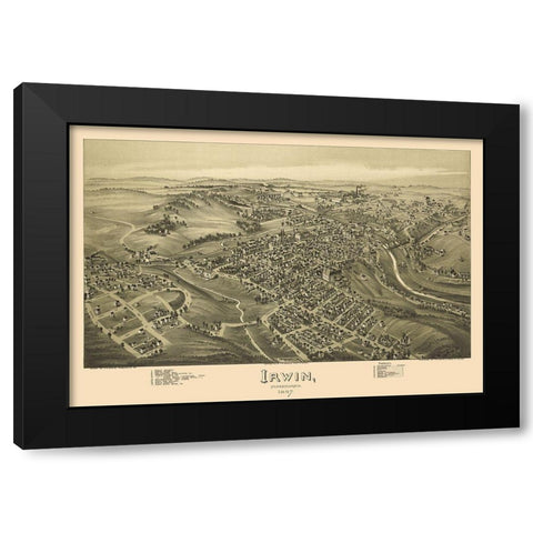 Irwin Pennsylvania - Fowler 1897 Black Modern Wood Framed Art Print with Double Matting by Fowler