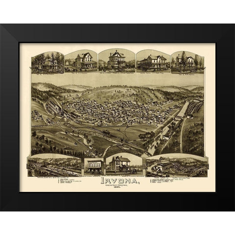 Irvona Pennsylvania - Fowler 1895 Black Modern Wood Framed Art Print by Fowler