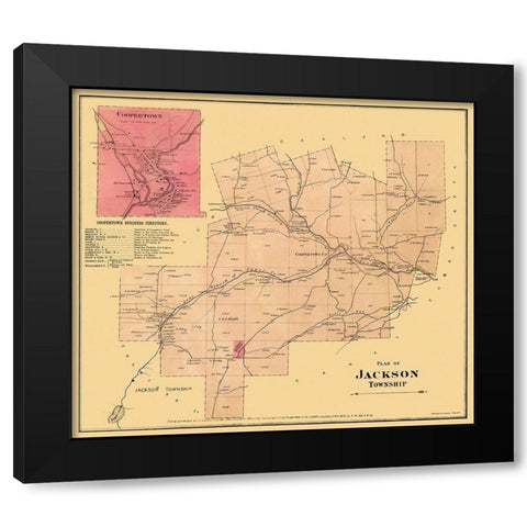Jackson Pennsylvania Landowner - Beers 1865 Black Modern Wood Framed Art Print with Double Matting by Beers