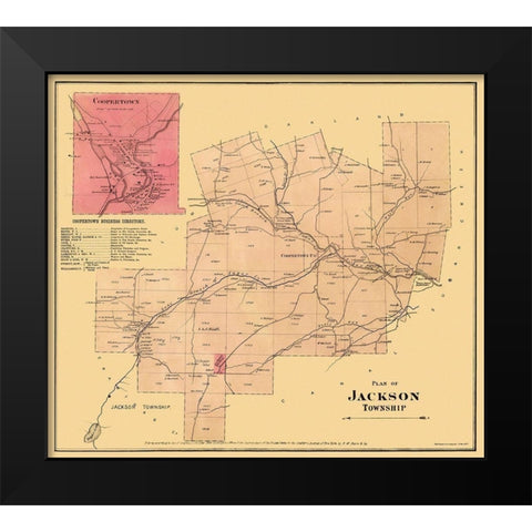Jackson Pennsylvania Landowner - Beers 1865 Black Modern Wood Framed Art Print by Beers