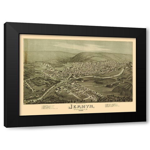 Jermyn Pennsylvania - Fowler 1889 Black Modern Wood Framed Art Print with Double Matting by Fowler