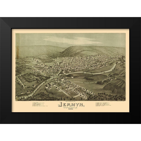 Jermyn Pennsylvania - Fowler 1889 Black Modern Wood Framed Art Print by Fowler