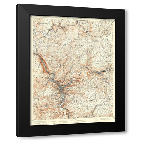 Johnstown Pennsylvania Quad - USGS 1907 Black Modern Wood Framed Art Print by USGS