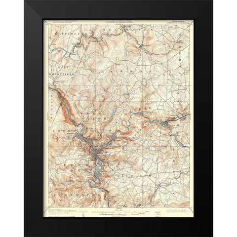 Johnstown Pennsylvania Quad - USGS 1907 Black Modern Wood Framed Art Print by USGS