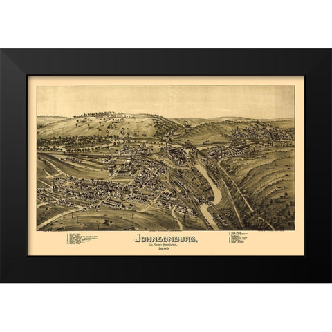 Johnsonburg Pennsylvania - Fowler 1895 Black Modern Wood Framed Art Print by Fowler