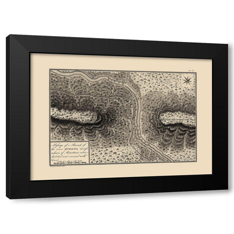 Juniata River Branch, Pennsylvania - Collot 1796 Black Modern Wood Framed Art Print with Double Matting by Collot