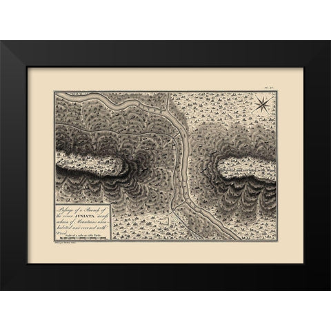 Juniata River Branch, Pennsylvania - Collot 1796 Black Modern Wood Framed Art Print by Collot