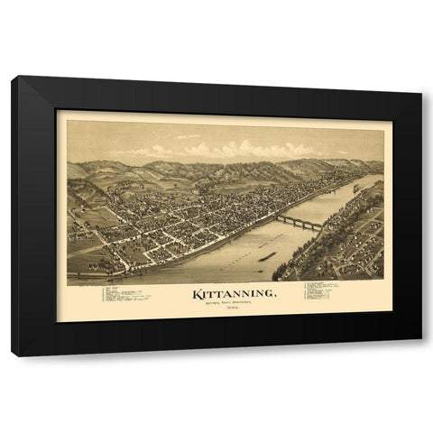 Kittanning Pennsylvania - Fowler 1896 Black Modern Wood Framed Art Print by Fowler