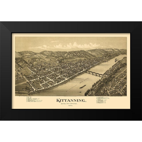 Kittanning Pennsylvania - Fowler 1896 Black Modern Wood Framed Art Print by Fowler
