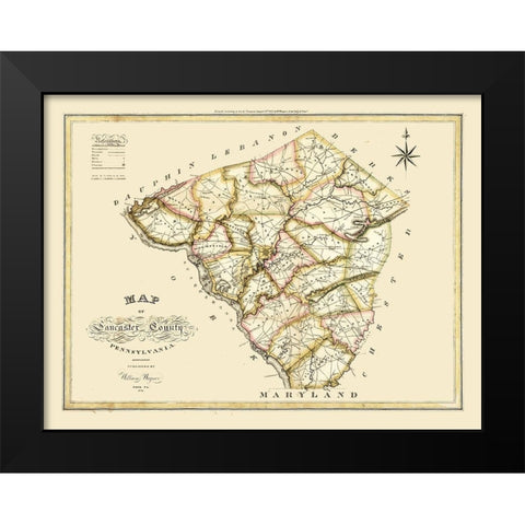 Lancaster County Pennsylvania - Wagner 1821 Black Modern Wood Framed Art Print by Wagner