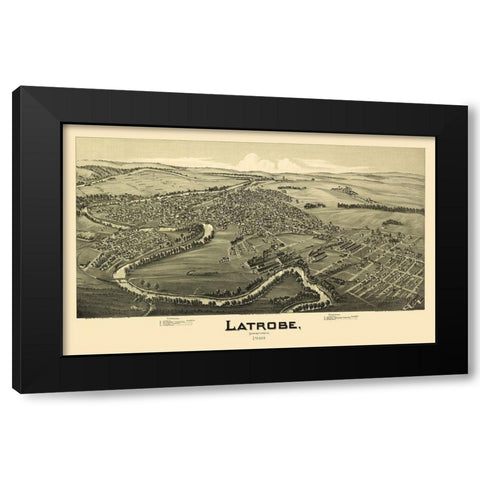 Latrobe Pennsylvania - Fowler 1900 Black Modern Wood Framed Art Print with Double Matting by Fowler
