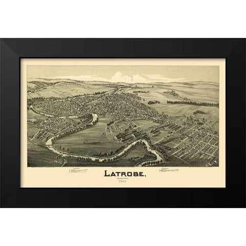 Latrobe Pennsylvania - Fowler 1900 Black Modern Wood Framed Art Print by Fowler