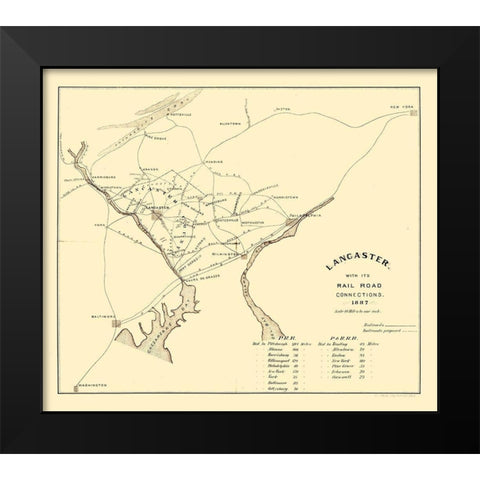 Lancaster Pennsylvania -1887 Black Modern Wood Framed Art Print by Unknown