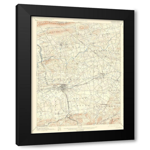 Lebanon Pennsylvania Quad - USGS 1899 Black Modern Wood Framed Art Print with Double Matting by USGS