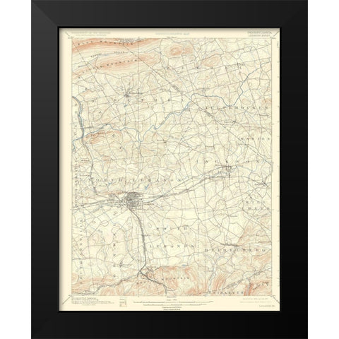 Lebanon Pennsylvania Quad - USGS 1899 Black Modern Wood Framed Art Print by USGS