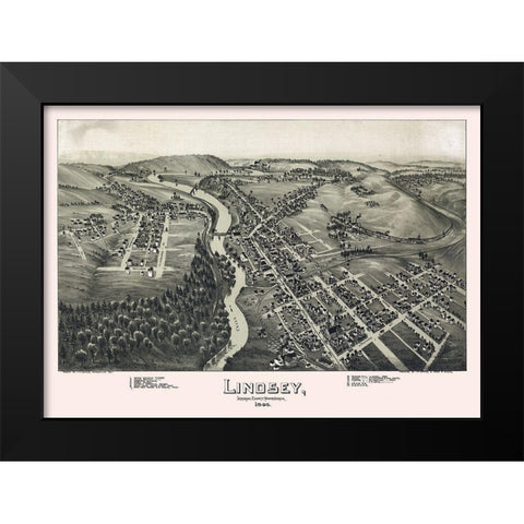 Lindsey Pennsylvania - Fowler 1895 Black Modern Wood Framed Art Print by Fowler