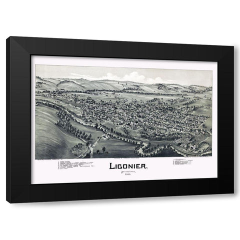 Ligonier Pennysylvania - Fowler 1900 Black Modern Wood Framed Art Print with Double Matting by Fowler