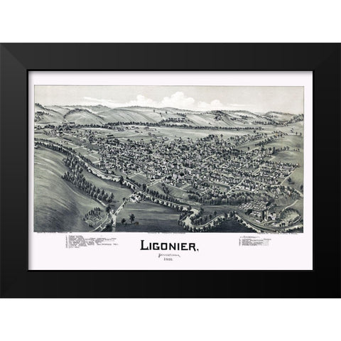 Ligonier Pennysylvania - Fowler 1900 Black Modern Wood Framed Art Print by Fowler
