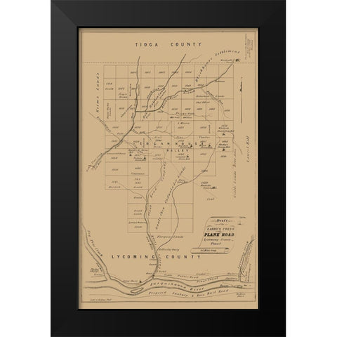 Lycoming County Pennsylvania - Kollner 1855 Black Modern Wood Framed Art Print by Kollner