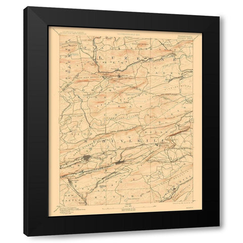 Mahanoy Pennsylvania Sheet - USGS 1893 Black Modern Wood Framed Art Print with Double Matting by USGS