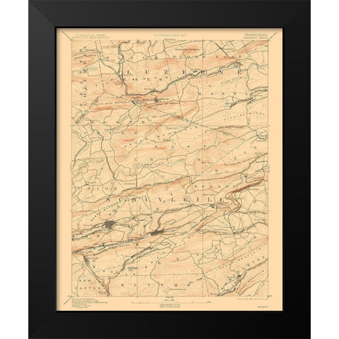 Mahanoy Pennsylvania Sheet - USGS 1893 Black Modern Wood Framed Art Print by USGS