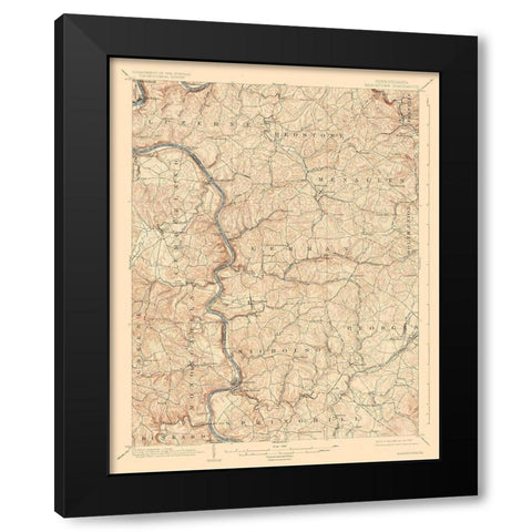 Masontown Pennsylvania Quad - USGS 1903 Black Modern Wood Framed Art Print by USGS