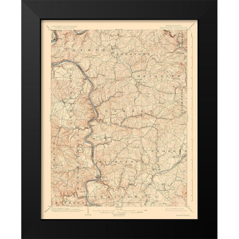 Masontown Pennsylvania Quad - USGS 1903 Black Modern Wood Framed Art Print by USGS