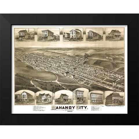 Mahanoy City Pennsylvania - Fowler 1889 Black Modern Wood Framed Art Print by Fowler