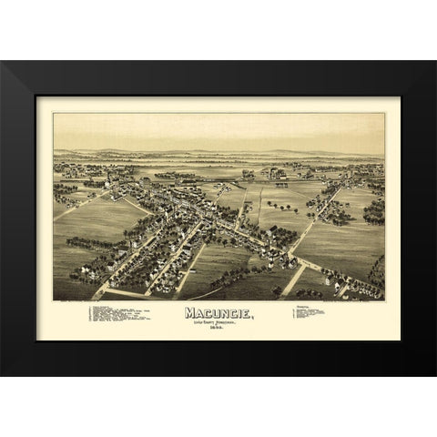 Macungie Pennsylvania - Fowler 1893 Black Modern Wood Framed Art Print by Fowler