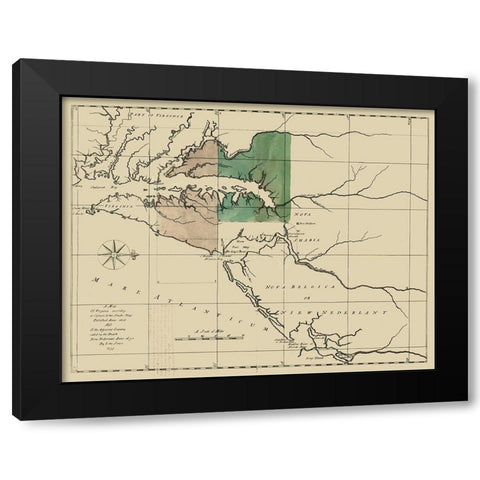 Virginia Pennsylvania Maryland - Senez 1732 Black Modern Wood Framed Art Print with Double Matting by Senez