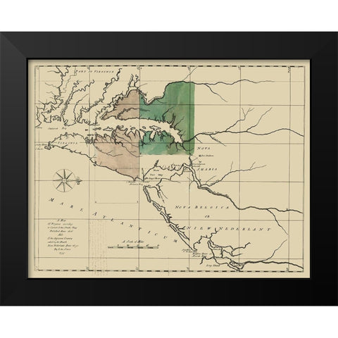 Virginia Pennsylvania Maryland - Senez 1732 Black Modern Wood Framed Art Print by Senez