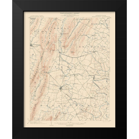 Mercersburg Pennsylvania Quad - USGS 1902 Black Modern Wood Framed Art Print by USGS