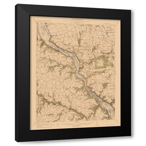 McCalls Ferry Pennsylvania Quad - USGS 1954 Black Modern Wood Framed Art Print with Double Matting by USGS