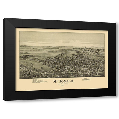 McDonald Pennsylvania - Fowler 1897 Black Modern Wood Framed Art Print with Double Matting by Fowler