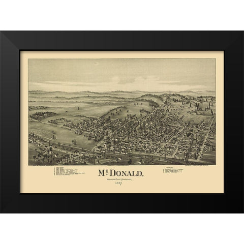 McDonald Pennsylvania - Fowler 1897 Black Modern Wood Framed Art Print by Fowler