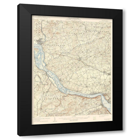 Middletown Pennsylvania Quad - USGS 1908 Black Modern Wood Framed Art Print with Double Matting by USGS