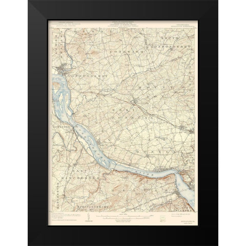 Middletown Pennsylvania Quad - USGS 1908 Black Modern Wood Framed Art Print by USGS